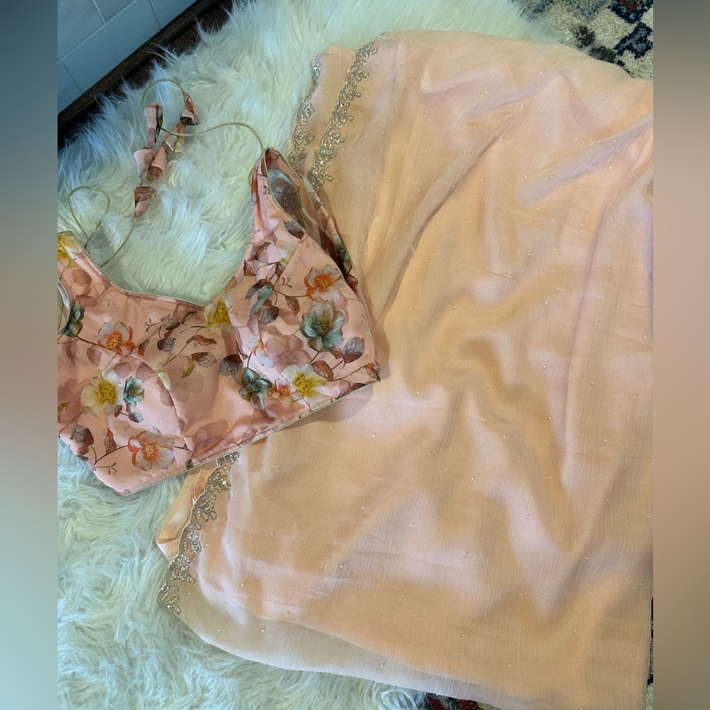 Saree peach blush and blouse